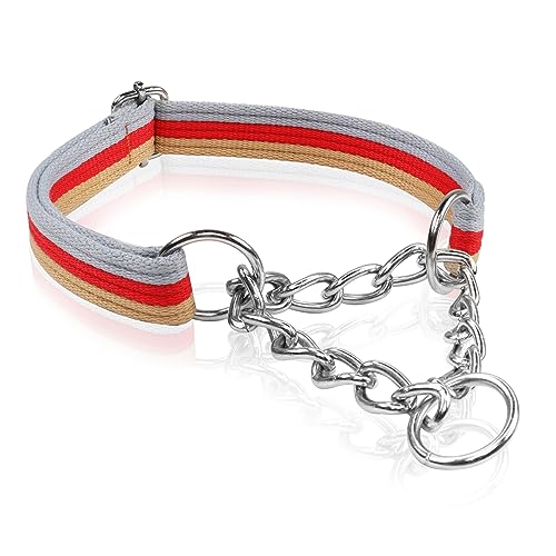 YAODHAOD Martingale Hundehalsband, Baumwolle, gewebt, Sicherheit, ausbruchsicher, verstellbar, begrenzte Kordelkette, Haustierausrüstung für kleine, mittelgroße und große Hunde (rot, Hundehalsband) von YAODHAOD