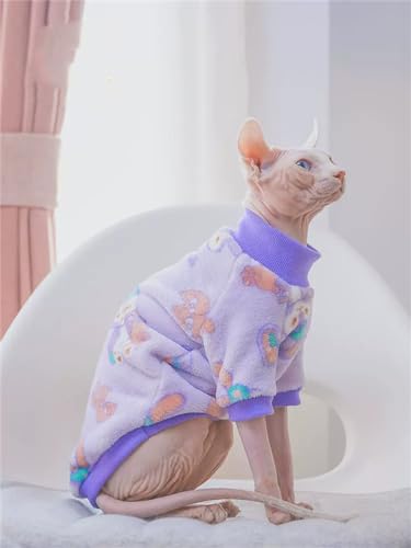 YAOER Haarlose Katze Sphinx Devon Baumwolle gepolstert weich und niedlich thermische Jacke, lila, S YAOER Haarlose Katze Sphinx Devon Baumwolle gepolstert weich und niedlich thermische Jacke, lila, S von YAOER