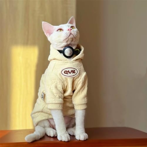 YAOER Haarlose Katze Sphinx Devon Chenille Kapuzensweatshirt Winter Warm, Creme, XL YAOER Haarlose Katze Sphinx Devon Chenille Kapuzensweatshirt Winter Warm, Creme, XL von YAOER