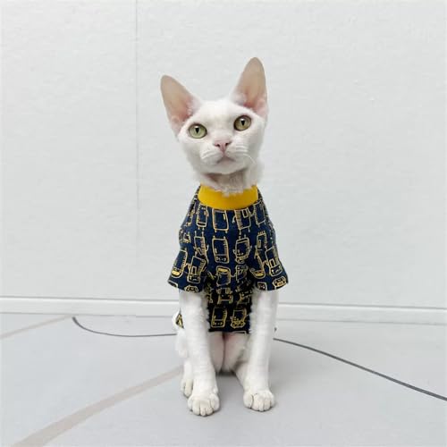 YAOER Haarlose Katze Sphinx Devon Frühjahr/Sommer dünne Baumwolle hochelastisch hautfreundlich weiches T-Shirt, Pink, XXL von YAOER