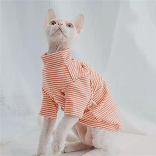 YAOER Haarlose Katze Sphinx Devon Frühjahr Herbst Soft Stripe Thermo-Sweatshirt,Orange Stripe,S+ YAOER Haarlose Katze Sphinx Devon Frühjahr Herbst Soft Stripe Thermo-Sweatshirt,Orange Stripe,S+ von YAOER
