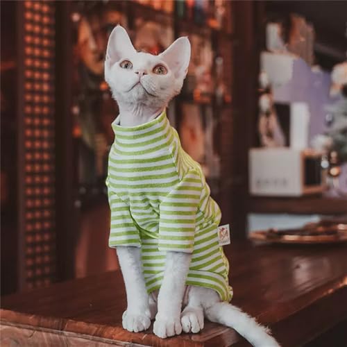 YAOER Haarlose Katze Sphinx Devon Frühling Herbst Soft Stripe Thermo-Sweatshirt, Grüner Streifen, XXL YAOER Haarlose Katze Sphinx Devon Frühling Herbst Soft Stripe Thermo-Sweatshirt, Grüner Streifen, XXL von YAOER