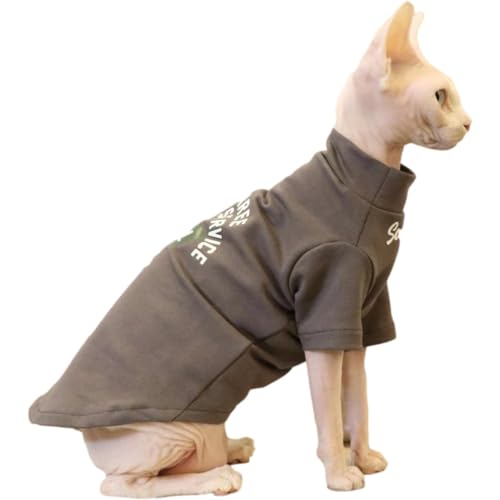 YAOER Haarlose Katze Sphinx Devon Frühling Sommer Baumwolle schmutzig Stretch-Sweatshirt, Grau, S YAOER Haarlose Katze Sphinx Devon Frühling Sommer Baumwolle schmutzig Stretch-Sweatshirt, Grau, S von YAOER