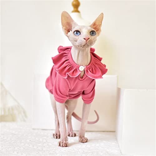 YAOER Haarlose Katze Sphinx Devon Haustier-Katzenkleidung, Frühling, Herbst, Sommer, bequem, niedlich, hautfreundlich, atmungsaktiv, Pink, XXL von YAOER