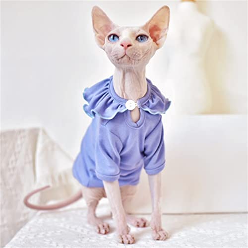 YAOER Haarlose Katze Sphinx Devon Haustier-Katzenkleidung Frühling Herbst Sommer bequem süß hautfreundlich atmungsaktiv, blau, XXL von YAOER