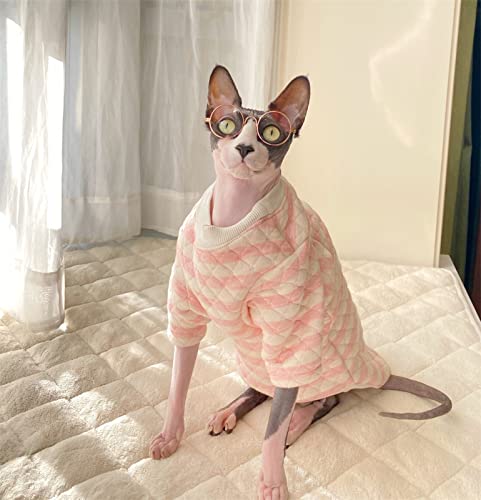 YAOER Haarlose Katze Sphinx Devon Haustier-Katzenkleidung Gepolsterter Dicker Warmer Mantel Bequem,Rosa,M von YAOER