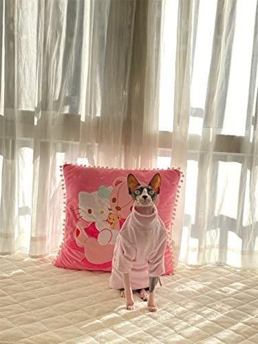 YAOER Haarlose Katze Sphinx Devon Haustier Katzenkleidung Herbst und Winter Baby Baumwolle weiches hautfreundliches Unterhemd, rosa Streifen, XS von YAOER
