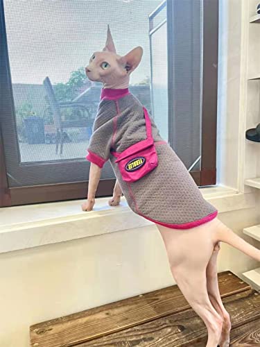 YAOER Haarlose Katze Sphinx Devon Haustier-Katzenkleidung Herbst und Winter Knochenlose Naht Doppelschicht Warmer Baumwollstretch Bequem,Grau,L von YAOER