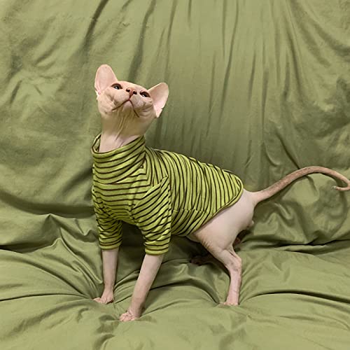 YAOER Haarlose Katze Sphinx Devon Haustier Katzenkleidung Herbst und Winter Rollkragenpullover warmes Fleece-Bodenshirt angenehm hautfreundlich, grün, XS von YAOER