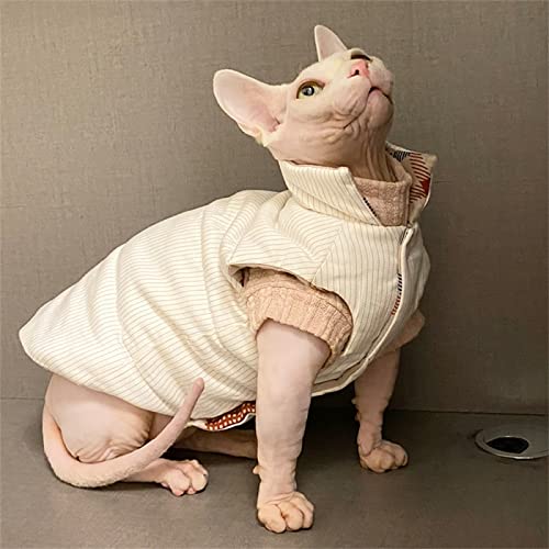 YAOER Haarlose Katze Sphinx Devon Haustier Katzenkleidung Winter doppelseitig doppelt getragene Baumwollweste Baumwollweste warm und bequem, Ingwer, L YAOER Haarlose Katze Sphinx Devon Haustier Katzenkleidung Winter doppelseitig doppelt getragene Baumwollweste Baumwollweste warm und bequem, Ingwer, L von YAOER