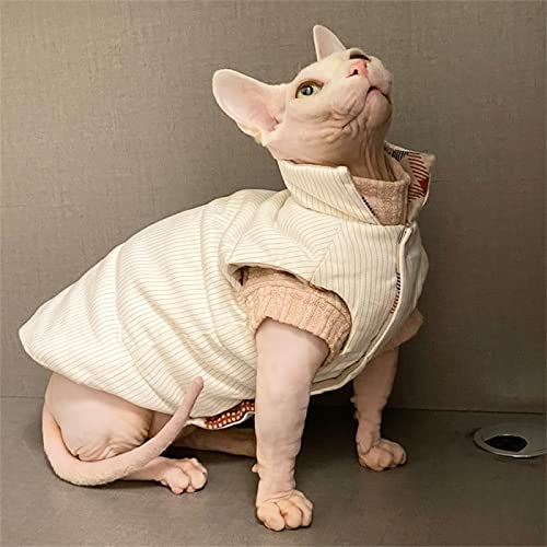 YAOER Haarlose Katze Sphinx Devon Haustier Katzenkleidung Winter doppelseitig doppelt getragene Baumwollweste Baumwollweste warm und bequem, Ingwer, M von YAOER