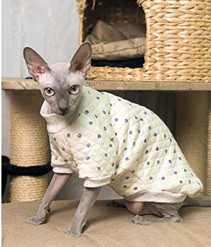 YAOER Haarlose Katze Sphinx Devon Haustier Katzenkleidung warme Baumwolle Herbst und Winter Verdickung hautfreundlich hypoallergen bequem, beige mit Ärmeln, M- von YAOER