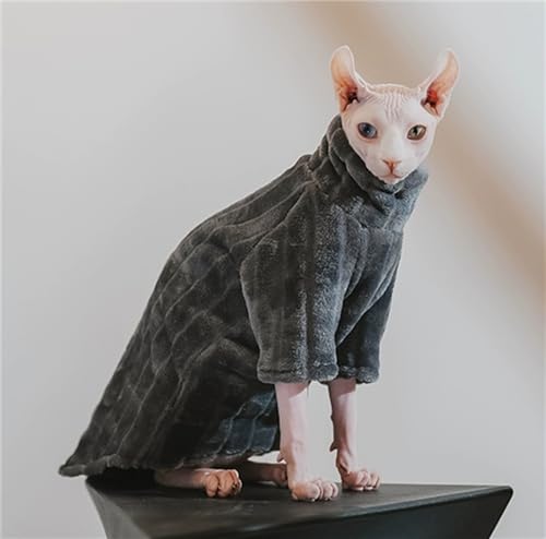 YAOER Haarlose Katzenkleidung Sphinx Devon Mink Gepolsterter Warmer Mantel, Grau, L YAOER Haarlose Katzenkleidung Sphinx Devon Mink Gepolsterter Warmer Mantel, Grau, L von YAOER