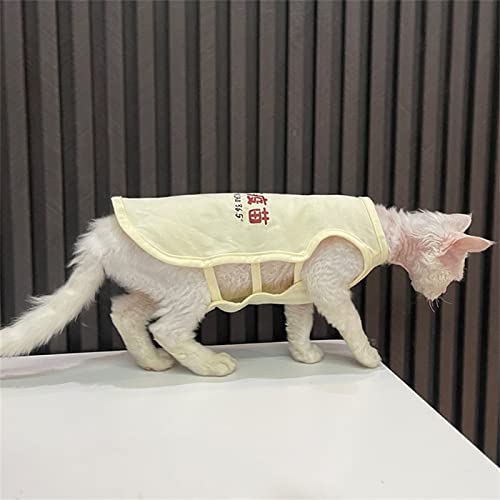 YAOER Haarlose Katze Sphinx Devon Katzenkleidung Sommer Baumwolle weiche Weste bequem, hellgelb, L- von YAOER