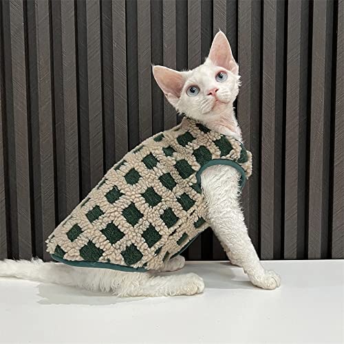 YAOER Haarlose Katze Sphinx Devon Kleidung Weihnachten Baumwolle Lammfell warme Weste, grün + Camel, XL- YAOER Haarlose Katze Sphinx Devon Kleidung Weihnachten Baumwolle Lammfell warme Weste, grün + Camel, XL- von YAOER