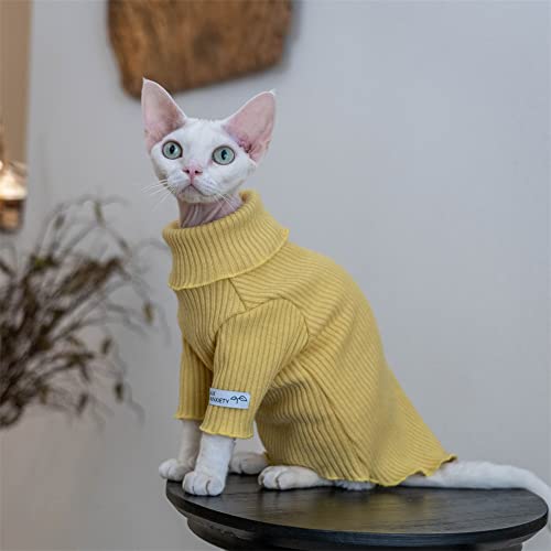 YAOER Haarlose Katze Sphinx Devon Kleidung Weihnachten Baumwolle verdickt Revers warmen Pullover, gelb, XL- von YAOER