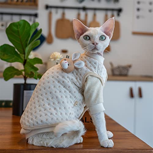 YAOER Haarlose Katze Sphinx Devon Kleidung Weihnachten Dicke warme Weste zum Schnüren zweiteiliges Set Baumwolle laminiert Baumwolle Anti-Allergie, Weste + langärmelige Unterwäsche, XXXL+ von YAOER