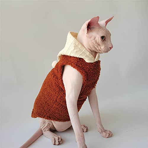 YAOER Haarlose Katze Sphinx Devon Kleidung Weihnachten Herbst Winter Zauberer Hut Fell Ball Niedliche Weste, Dunkelbraun Weste, XXL YAOER Haarlose Katze Sphinx Devon Kleidung Weihnachten Herbst Winter Zauberer Hut Fell Ball Niedliche Weste, Dunkelbraun Weste, XXL von YAOER
