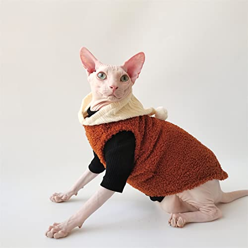YAOER Haarlose Katze Sphinx Devon Kleidung Weihnachten Herbst Winter Zauberer Hut Fell Ball Niedliche Weste,Dunkelbraune Weste + Schwarzes Unterhemd,XXL YAOER Haarlose Katze Sphinx Devon Kleidung Weihnachten Herbst Winter Zauberer Hut Fell Ball Niedliche Weste,Dunkelbraune Weste + Schwarzes Unterhemd,XXL von YAOER