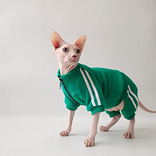 YAOER Haarlose Katze Sphinx Devon Kleidung Weihnachten Herbst und Winter Anti-Pinch-Reißverschluss gepolstert Sport 4 Füße Kleidung,Grün,L YAOER Haarlose Katze Sphinx Devon Kleidung Weihnachten Herbst und Winter Anti-Pinch-Reißverschluss gepolstert Sport 4 Füße Kleidung,Grün,L von YAOER