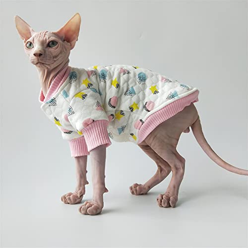 YAOER Haarlose Katze Sphinx Devon Kleidung Weihnachten Herbst und Winter Modelle von Baumwolle Strickjacke warme Jacke,Rosa,L YAOER Haarlose Katze Sphinx Devon Kleidung Weihnachten Herbst und Winter Modelle von Baumwolle Strickjacke warme Jacke,Rosa,L von YAOER