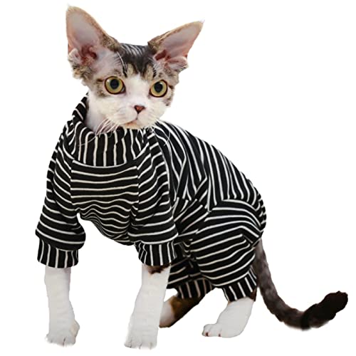 YAOER Haarlose Katze Sphinx Devon Kleidung Weihnachten Herbst und Winter warme Stretch hautfreundlich Deutsch Fleece warme 4 Füße Kleidung,Schwarz,XS YAOER Haarlose Katze Sphinx Devon Kleidung Weihnachten Herbst und Winter warme Stretch hautfreundlich Deutsch Fleece warme 4 Füße Kleidung,Schwarz,XS von YAOER