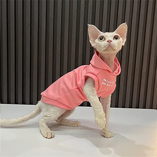 YAOER Haarlose Katze Sphinx Devon Kleidung Weihnachten Herbst und Winter warmes Kapuzensweatshirt Weste, rosa, S- YAOER Haarlose Katze Sphinx Devon Kleidung Weihnachten Herbst und Winter warmes Kapuzensweatshirt Weste, rosa, S- von YAOER