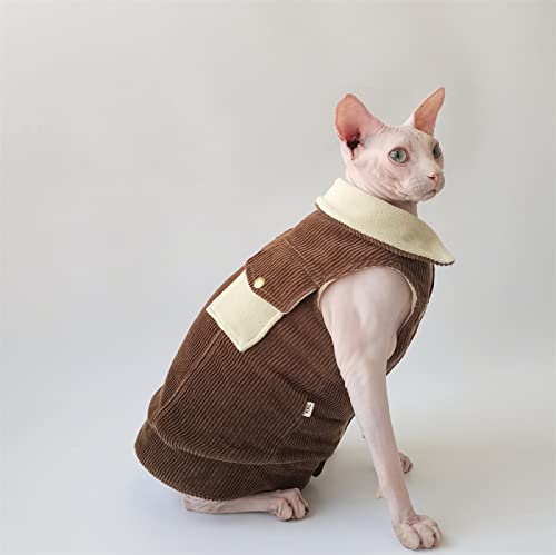 YAOER Haarlose Katze Sphinx Devon Kleidung Weihnachten Kord gepolstert Weste weich hautfreundlich,Braun,XL YAOER Haarlose Katze Sphinx Devon Kleidung Weihnachten Kord gepolstert Weste weich hautfreundlich,Braun,XL von YAOER