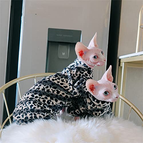 YAOER Haarlose Katze Sphinx Devon Kleidung Weihnachten Leopardenmuster dünne Fleece-Rollkragen-Sweatshirt, Leopardenmuster 4 Füße, S YAOER Haarlose Katze Sphinx Devon Kleidung Weihnachten Leopardenmuster dünne Fleece-Rollkragen-Sweatshirt, Leopardenmuster 4 Füße, S von YAOER