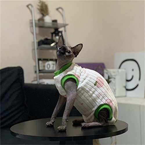 YAOER Haarlose Katze Sphinx Devon Kleidung Weihnachten Winter Dicke facecloth Reversible Fleece warme Kleidung, weiß 4 Fuß, L von YAOER