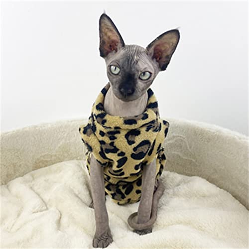 YAOER Haarlose Katze Sphinx Devon Kleidung Weihnachten Winter Flanell Leopard 4 Beine,Braun,XXL YAOER Haarlose Katze Sphinx Devon Kleidung Weihnachten Winter Flanell Leopard 4 Beine,Braun,XXL von YAOER