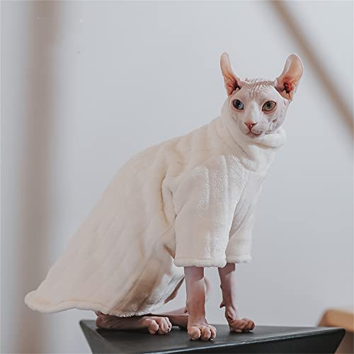 YAOER Haarlose Katze Sphinx Devon Kleidung Weihnachten Winter Nerz Fleece verdickt komfortabel und langlebig warme Jacke, beige, M von YAOER