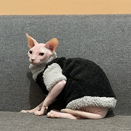 YAOER Haarlose Katze Sphinx Devon Kleidung Weihnachten Winter Stretch gepolstert warme Kleidung, schwarz hohe Kragen Kurze Füße, XS YAOER Haarlose Katze Sphinx Devon Kleidung Weihnachten Winter Stretch gepolstert warme Kleidung, schwarz hohe Kragen Kurze Füße, XS von YAOER