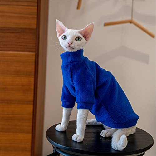 YAOER Haarlose Katze Sphinx Devon Kleidung Weihnachten Winter verdickter Rollkragenpullover, blau,XXL+ YAOER Haarlose Katze Sphinx Devon Kleidung Weihnachten Winter verdickter Rollkragenpullover, blau,XXL+ von YAOER
