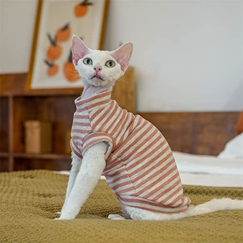 YAOER Haarlose Katze Sphinx Devon Kleidung Weihnachten beheizt Fleece verdickt Stretch warmes Unterhemd,Pink,M+ von YAOER