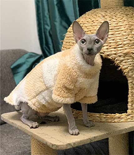 YAOER Haarlose Katze Sphinx Devon Kleidung Weihnachten weiche Baumwolle Plus warme Bequeme Jacke, helles Curry, XL+ YAOER Haarlose Katze Sphinx Devon Kleidung Weihnachten weiche Baumwolle Plus warme Bequeme Jacke, helles Curry, XL+ von YAOER