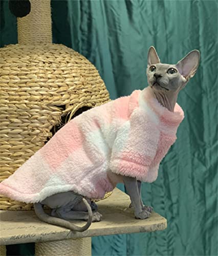 YAOER Haarlose Katze Sphinx Devon Kleidung Weihnachten weiche Baumwolle Plus warme Bequeme Jacke,Pink,XL+ von YAOER