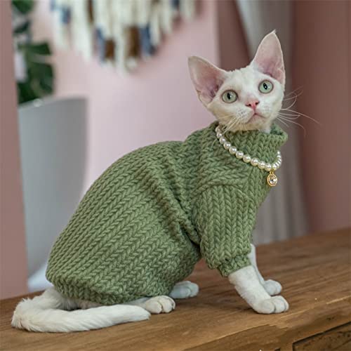 YAOER Haarlose Katze Sphinx Devon Kleidung Winter Warmer weicher Pullover bequem niedlich schmutzabweisend, grün, XL+ von YAOER