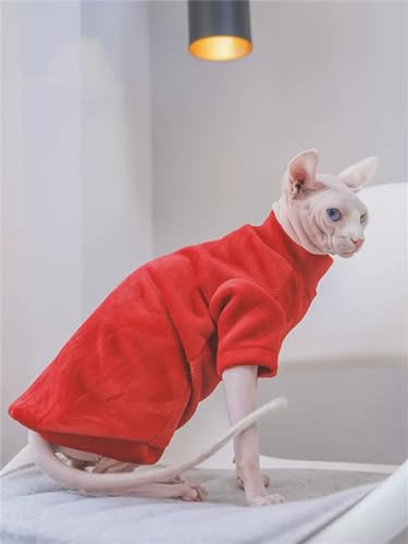 YAOER Haarlose Katze Sphinx Devon Wendbares Fleece Kuschelig Warmes Sweatshirt, Rot, M YAOER Haarlose Katze Sphinx Devon Wendbares Fleece Kuschelig Warmes Sweatshirt, Rot, M von YAOER