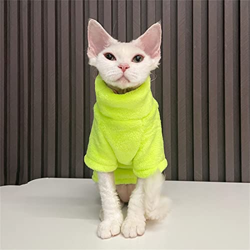 YAOER Haarlose Katzenkleidung Sphinx Cat Devon Haustier-Katzenkleidung Nerzvlies-Bodenverdickung Warme Katzenkleidung, Fluoreszierendes Grün, XL- von YAOER