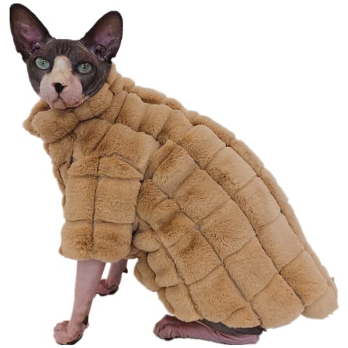 YAOER Hairless Cat Sphinx Devon Clothes Plus Warm Thick Plüsch Cute Noble Plaid Jacket, Braun, S von YAOER