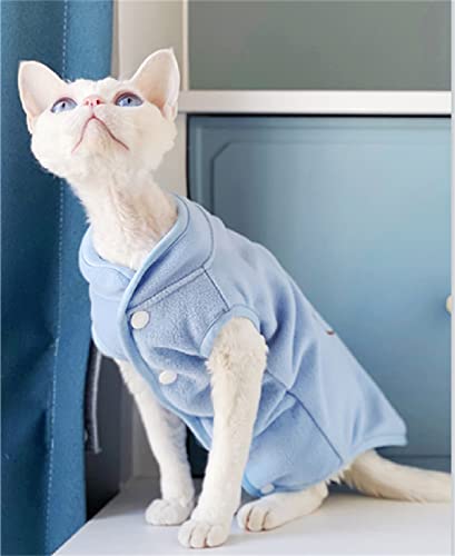YAOER Hairless Cat Sphinx Devon Kleidung Weihnachten Herbst Winter Warm Soft Cardigan Weste Jacke, Blau, M von YAOER