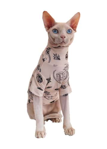 YAOER Sphinx-Katze Nacktkatze Devon Frühling, Sommer, Herbst und Winter eng anliegender bequemer Tattoo-Rollkragen-Unterlack, beige Hautfarbe, M YAOER Sphinx-Katze Nacktkatze Devon Frühling, Sommer, Herbst und Winter eng anliegender bequemer Tattoo-Rollkragen-Unterlack, beige Hautfarbe, M von YAOER