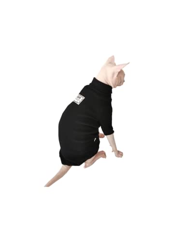 YAOER Sphinx haarlose Katze Devon Herbst und Winter Baumwolle eng anliegender bequemer und Warmer Rollkragenpullover Bodenshirt, schwarz, L von YAOER