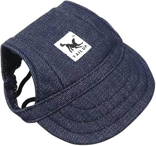Hunde Baseball Cap, Haustier Baseball Mütze, Haustier Baseball Outdoor Cap, Haustier Visor Caps, Hund Sport Hüte, mit Ohrlöchern und Verstellbarem Kinnriemen, für Hunde Haustiere Welpen, Denim Blue,S von YAOFANG