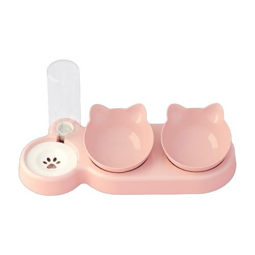 Abnehmbarer Futternapf für Katzen, Doppelnapf, leicht waschbar, automatisch, für Hundebewässerung, Fütterung, Haustier-Wasser-Futterspender, Flasche, Wasserspender von YAOGUI