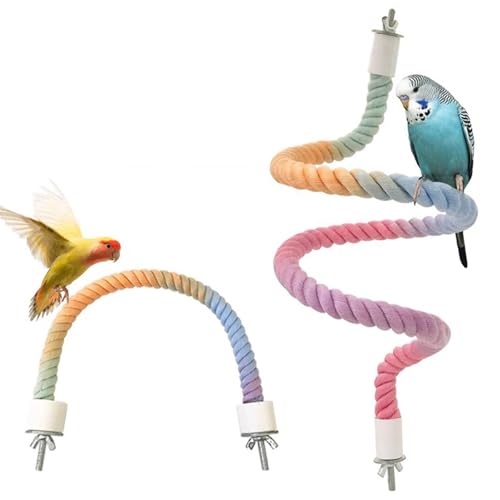 Gradients Vogelseil-Sitzstange, biegbar, Kletterseil, Spielzeug für Papageien, Nymphensittiche, Sittiche, Wellensittiche, Lovebirds Schaukel Gradients Vogelseil-Sitzstange, biegbar, Kletterseil, Spielzeug für Papageien, Nymphensittiche, Sittiche, Wellensittiche, Lovebirds Schaukel von YAOGUI