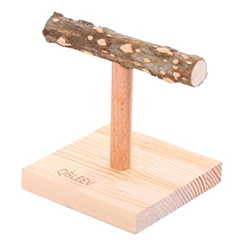 Sitzstange aus Holz, natürlicher Ast mit Sockel, Papageienspielzeug, stabile Tischplatte, Scheuerstation für Vögel, Papageien, Sitzstange, Tischplatte für Vögel von YAOGUI