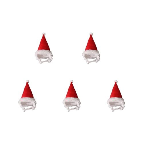 YAOGUI Haustierbedarf, Kawaii-Weihnachtsmütze, Hamster, Weihnachtsmannmütze mit weißem Bommel, verstellbare Weihnachts-Kopfbedeckung, Frettchen, Kaninchen, Kleintierzubehör von YAOGUI