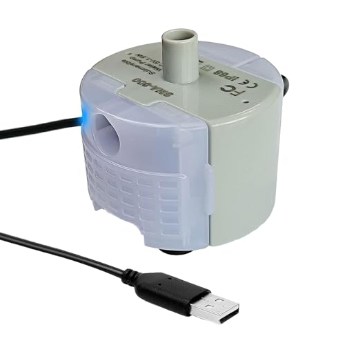 YAOGUI Katzen-Wasserbrunnen zum Trinken, USB-Schnittstellen-Pumpe für Haustier-Trinkbrunnen Aquarien, SMA-800-Motor, super geräuschlose Pumpe mit LED-Licht von YAOGUI